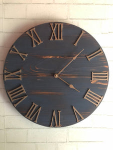 14" Rustic Blue Clock with Copper numbers and a silent mechanism for Jean
