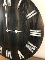 Load image into Gallery viewer, 24&quot; Black and White Distressed Clock for Dave Mandelkorn
