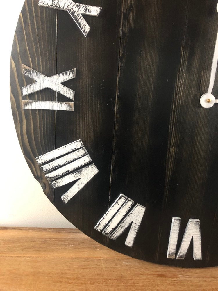 24" Black and White Distressed Clock for Dave Mandelkorn