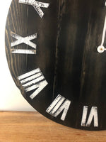 Load image into Gallery viewer, 24&quot; Black and White Distressed Clock for Dave Mandelkorn
