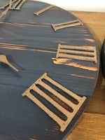 Load image into Gallery viewer, 14&quot; Rustic Blue Clock with Copper numbers and a silent mechanism for Jean
