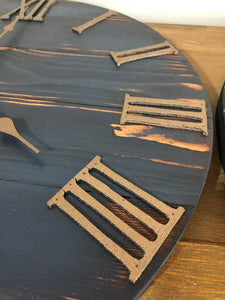 14" Rustic Blue Clock with Copper numbers and a silent mechanism for Jean