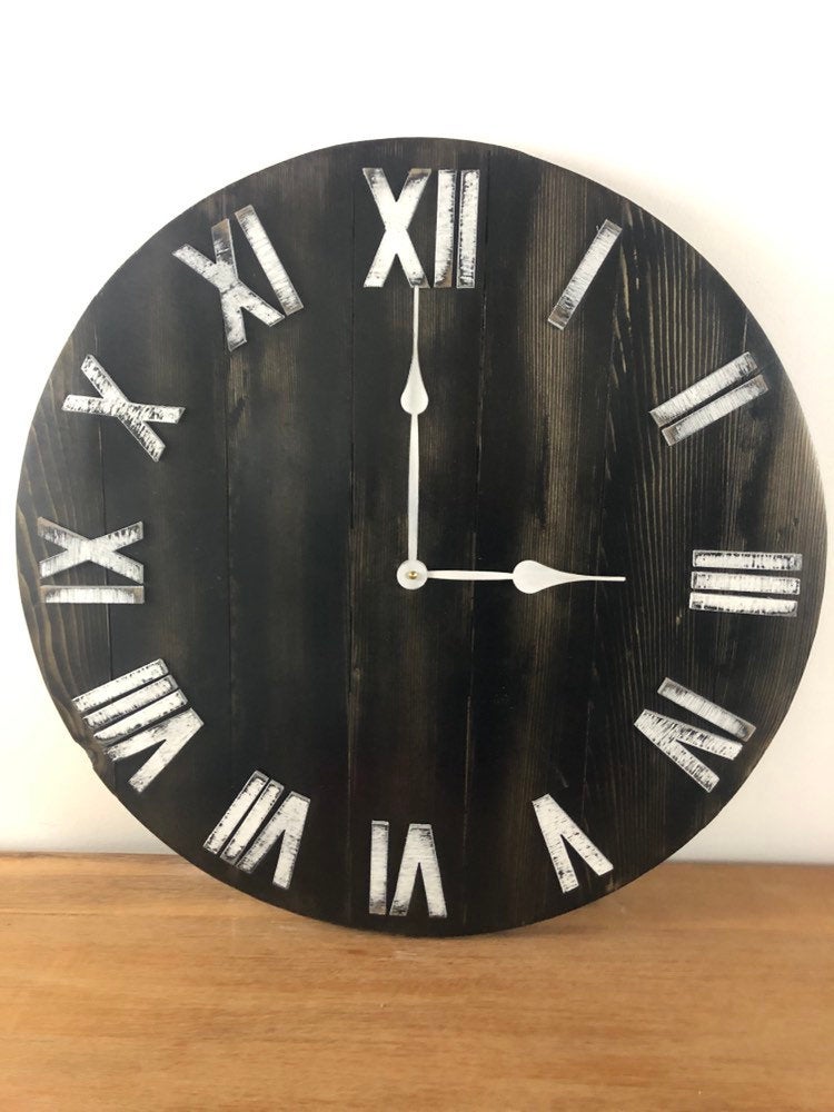 24" Black and White Distressed Clock for Dave Mandelkorn