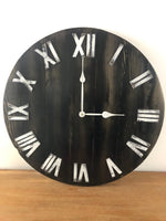 Load image into Gallery viewer, 24&quot; Black and White Distressed Clock for Dave Mandelkorn
