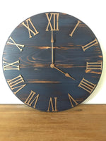 Load image into Gallery viewer, 14&quot; Rustic Blue Clock with Copper numbers and a silent mechanism for Jean
