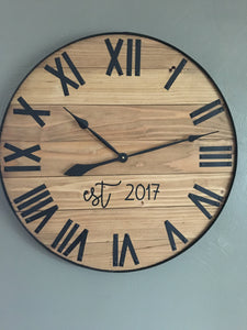 Pine Stained Wooden Clock