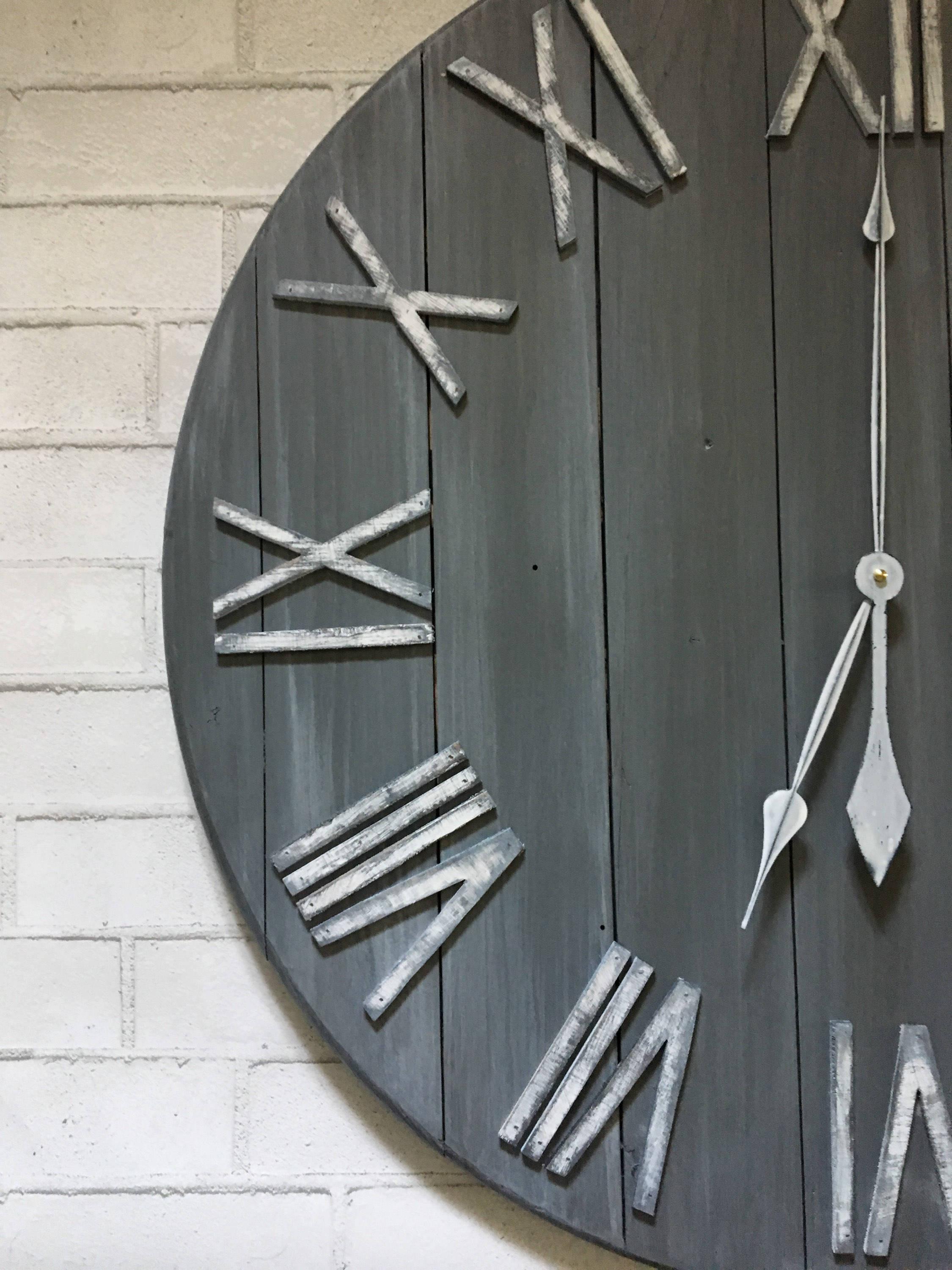 Distressed Gray & White Wall Clock