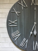 Load image into Gallery viewer, Distressed Gray &amp; White Wall Clock
