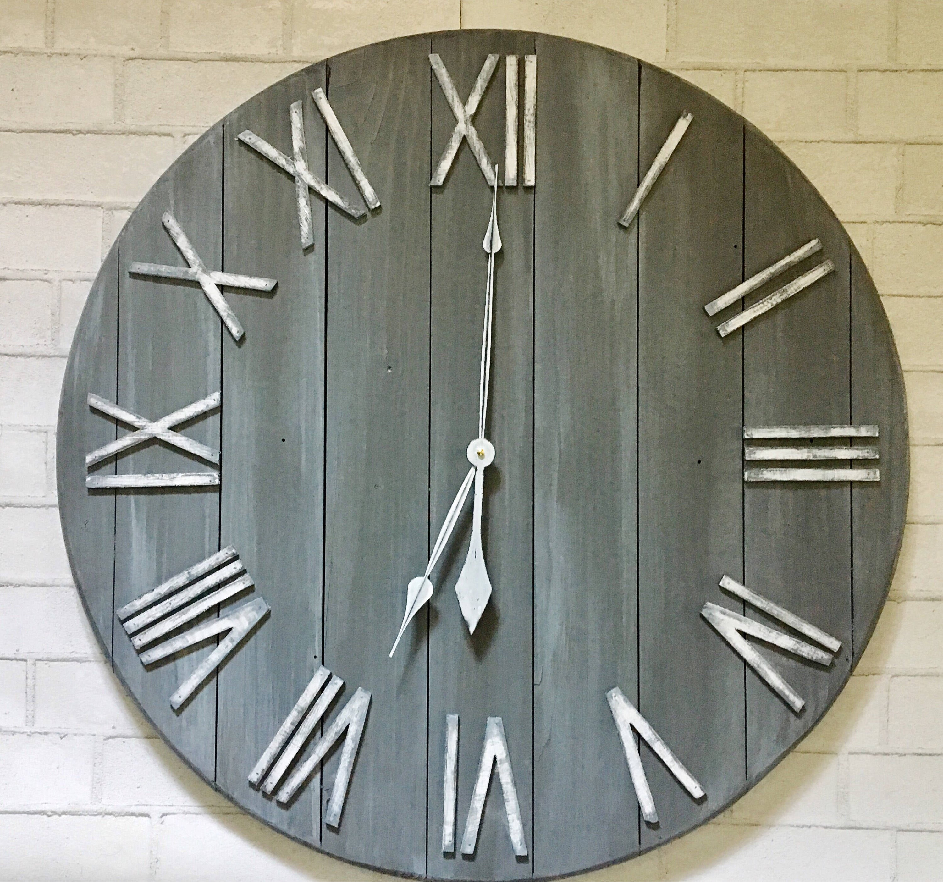 Distressed Gray & White Wall Clock