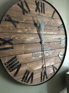 Oversized Rustic Wooden Wall Clock
