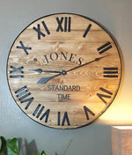 Load image into Gallery viewer, Pine Stained Wooden Clock

