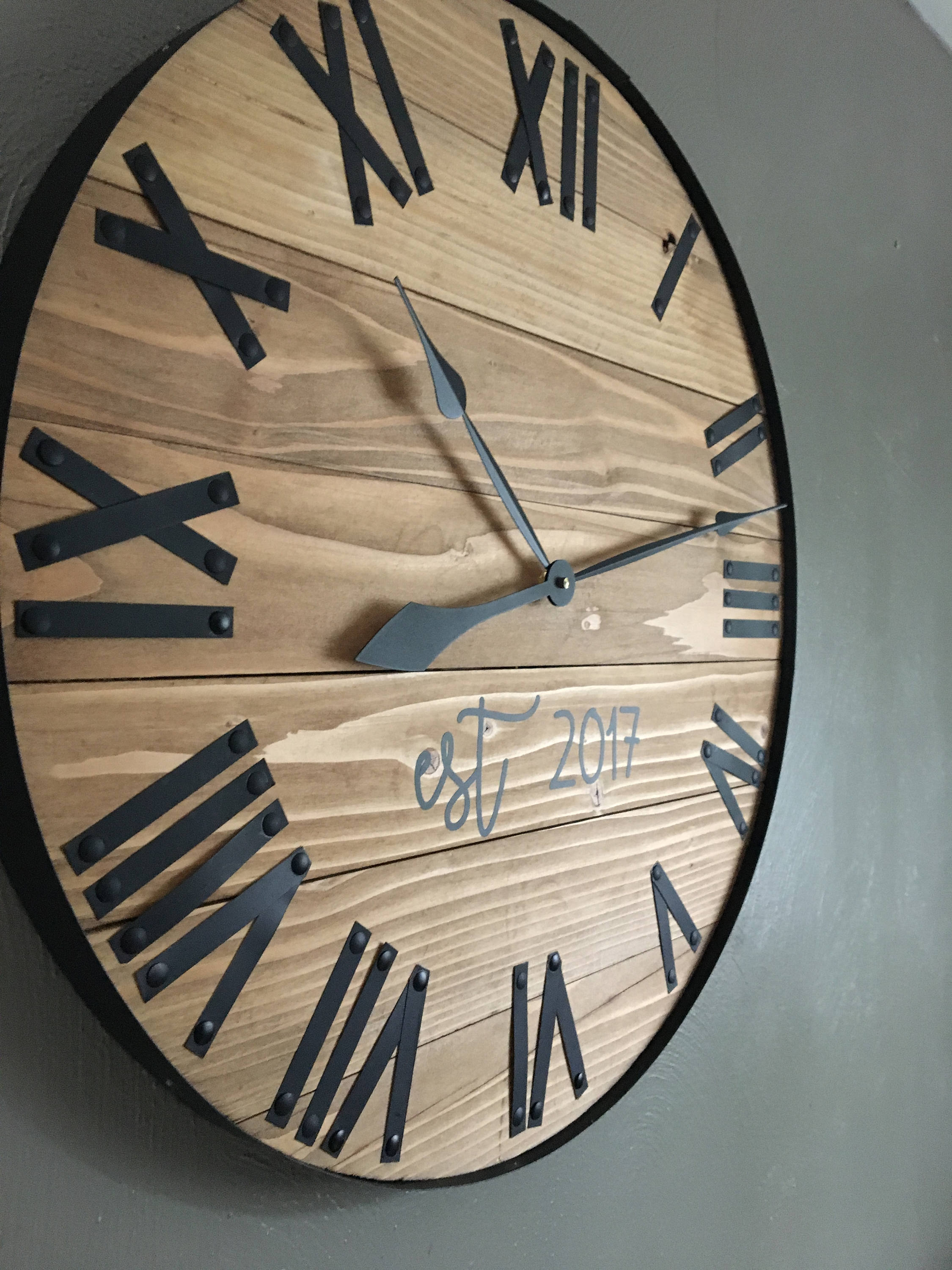 Pine Stained Wooden Clock