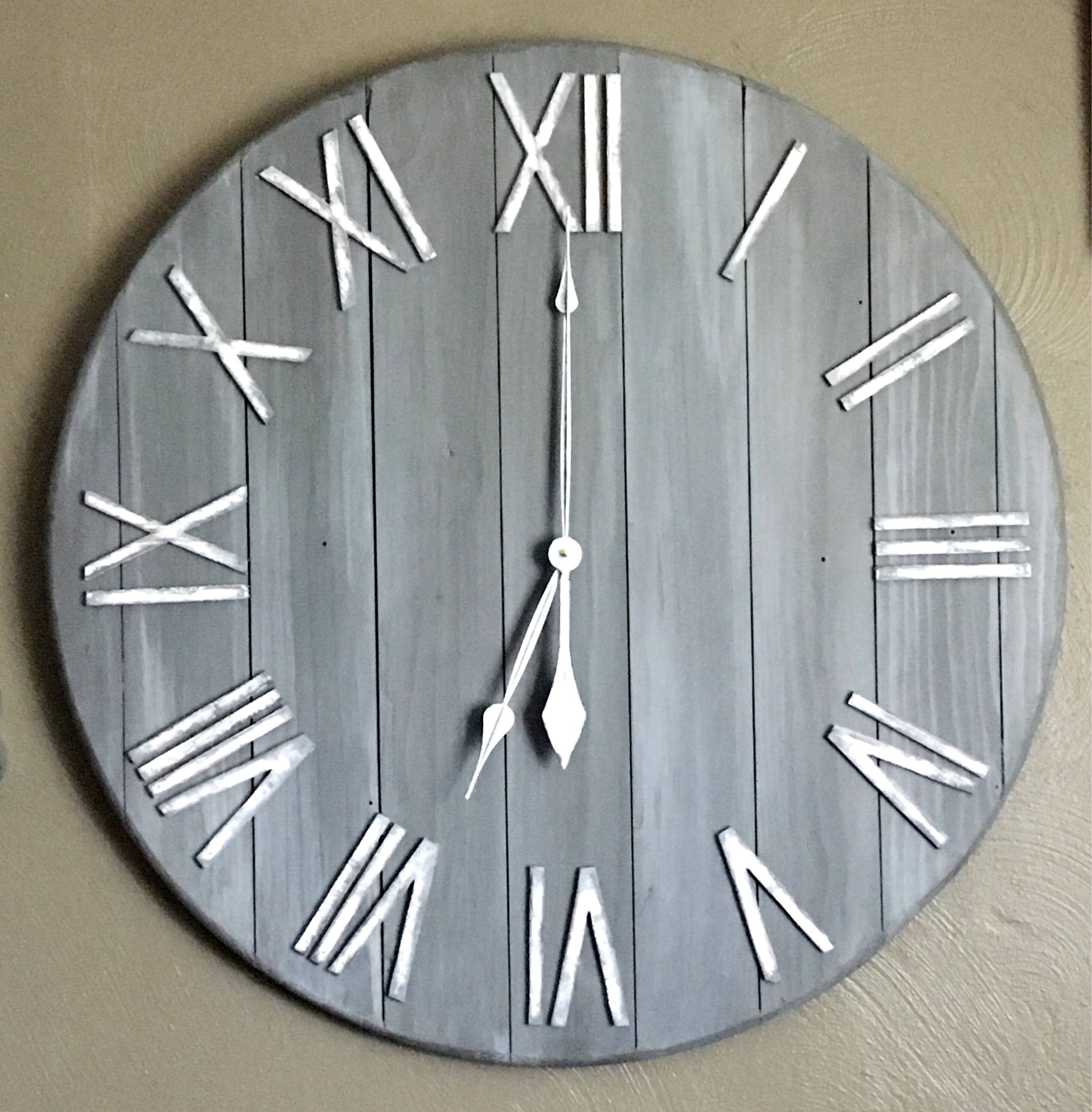 Distressed Gray & White Wall Clock