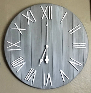 Distressed Gray & White Wall Clock