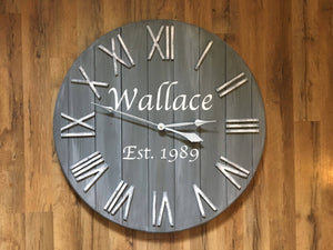 Distressed Gray & White Wall Clock