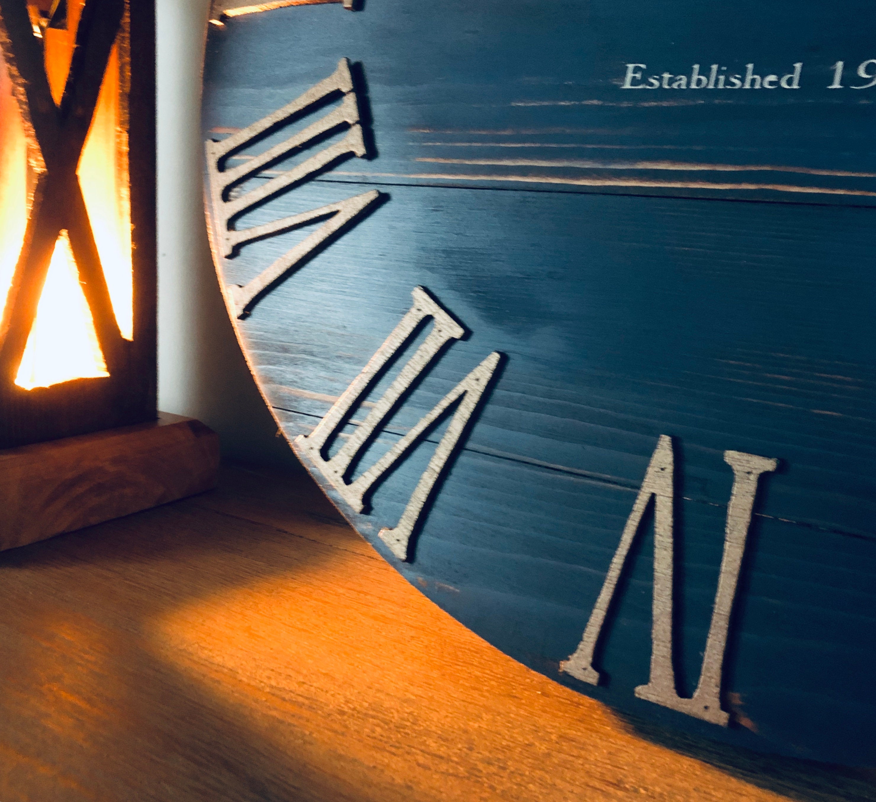 Rustic Dark Blue & Copper Wall Clock