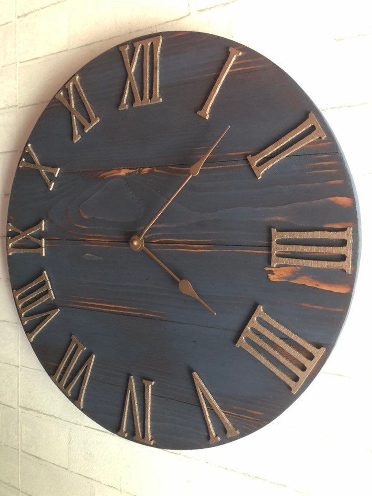 Dark Blue & Copper Wall Clock