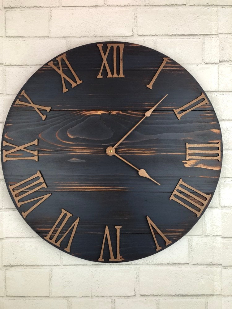 Dark Blue & Copper Wall Clock