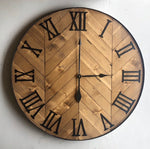 Load image into Gallery viewer, 42&quot; Rustic Wood Herringbone Clock for Stephanie Bellamy
