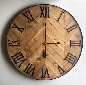 42" Rustic Wood Herringbone Clock for Stephanie Bellamy