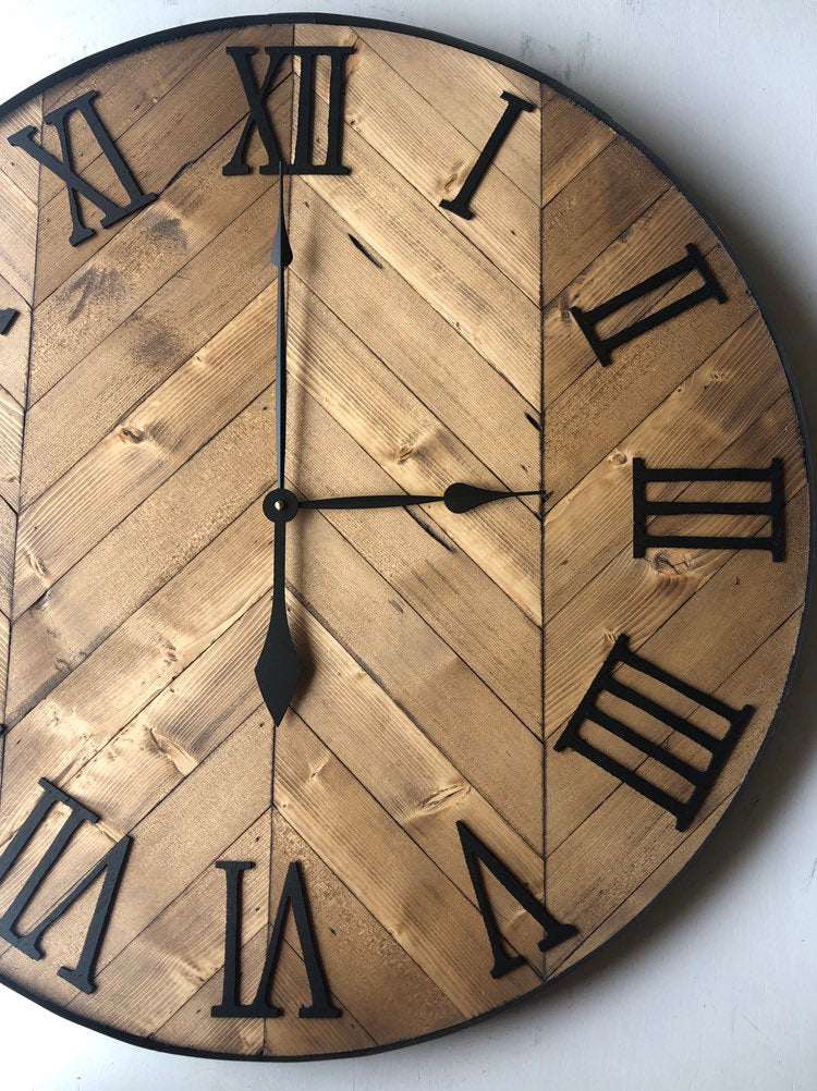 42" Rustic Wood Herringbone Clock for Stephanie Bellamy