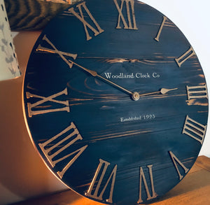Rustic Dark Blue & Copper Wall Clock