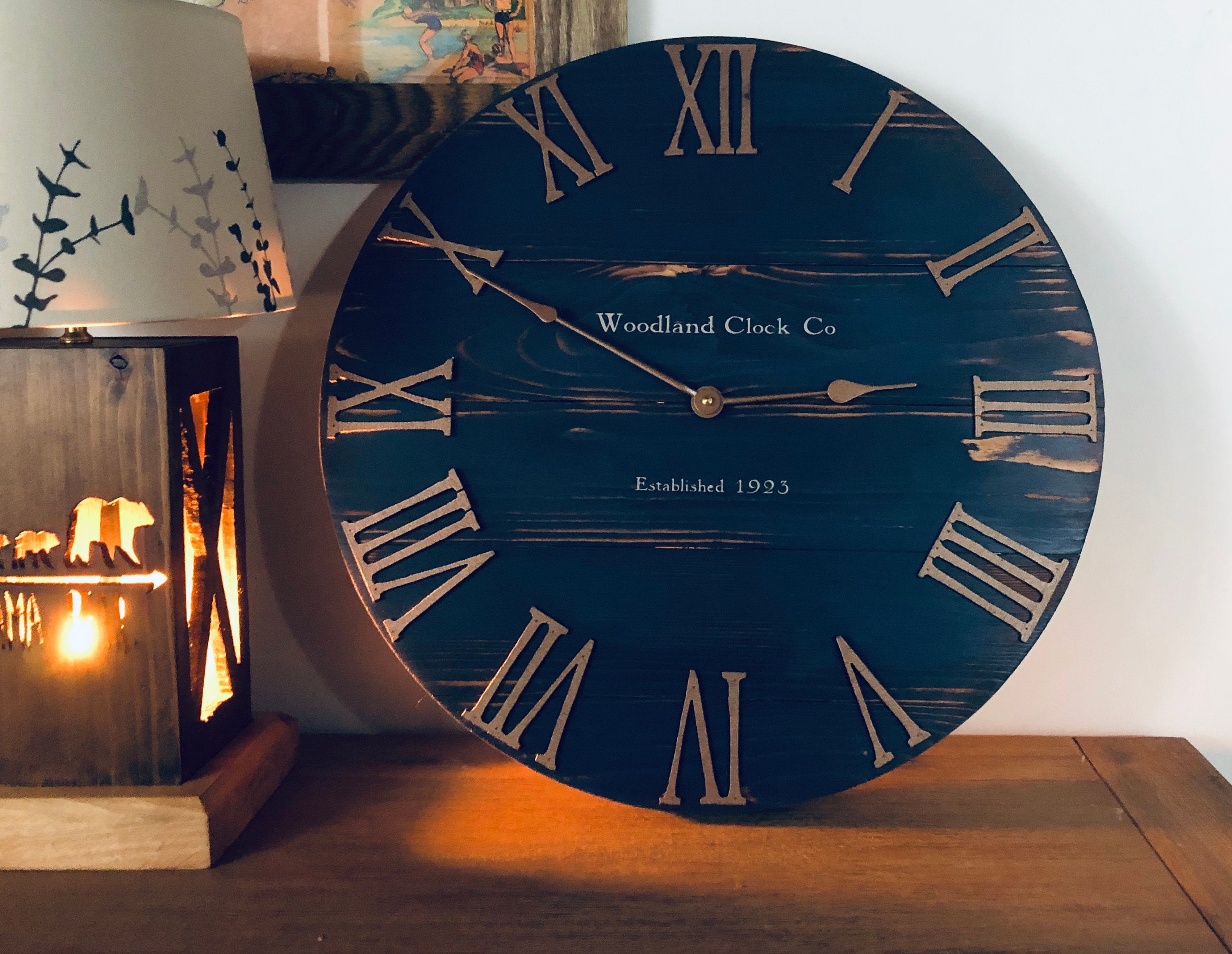Rustic Dark Blue & Copper Wall Clock