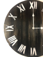 Load image into Gallery viewer, Black and White Distressed Rustic Wooden Farmhouse Wall Clock
