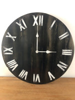 Load image into Gallery viewer, Black and White Distressed Rustic Wooden Farmhouse Wall Clock
