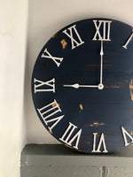 Load image into Gallery viewer, Blue and White Farmhouse Clock
