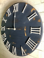 Load image into Gallery viewer, Blue and White Farmhouse Clock
