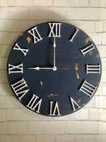 Load image into Gallery viewer, Blue and White Farmhouse Clock

